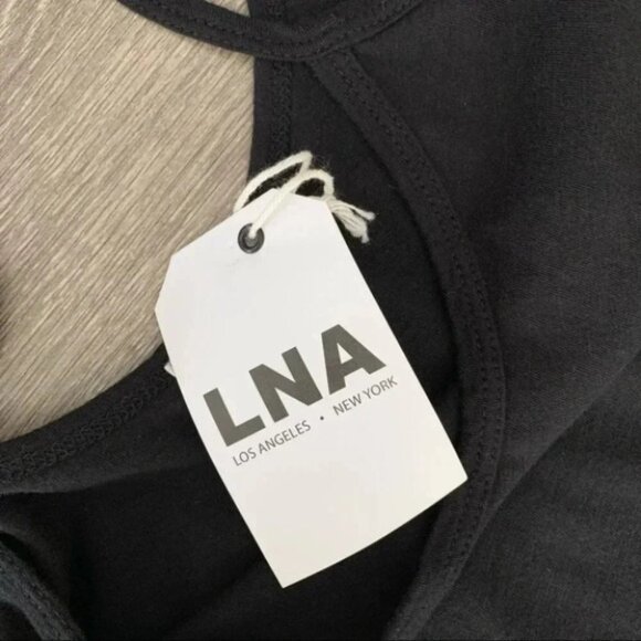 LNA Off The Shoulder Tee Dress T-shirt Mini Cut Out Open Shoulders Black Size XS - Picture 12 of 16